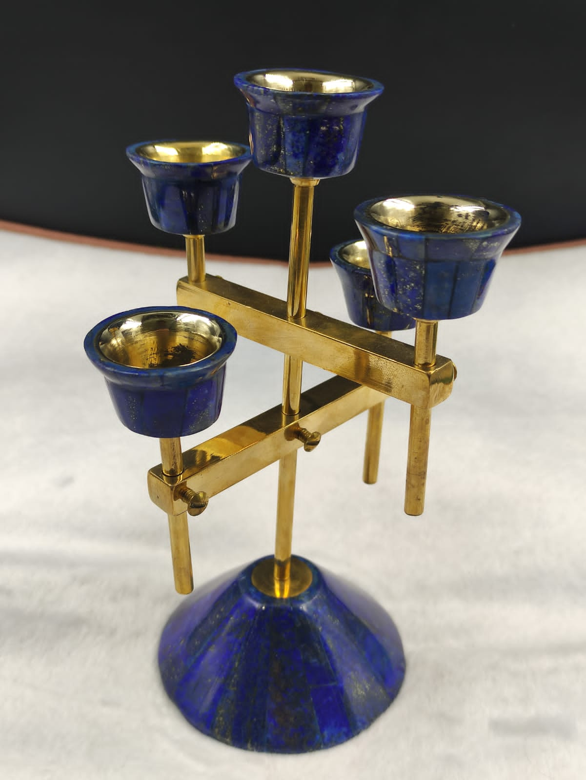 Lapis Lazuli & Brass Candle Stand