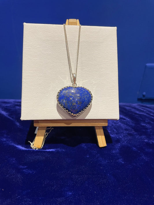 Lapis Lazuli Heart Pendant Set in Silver Sterling