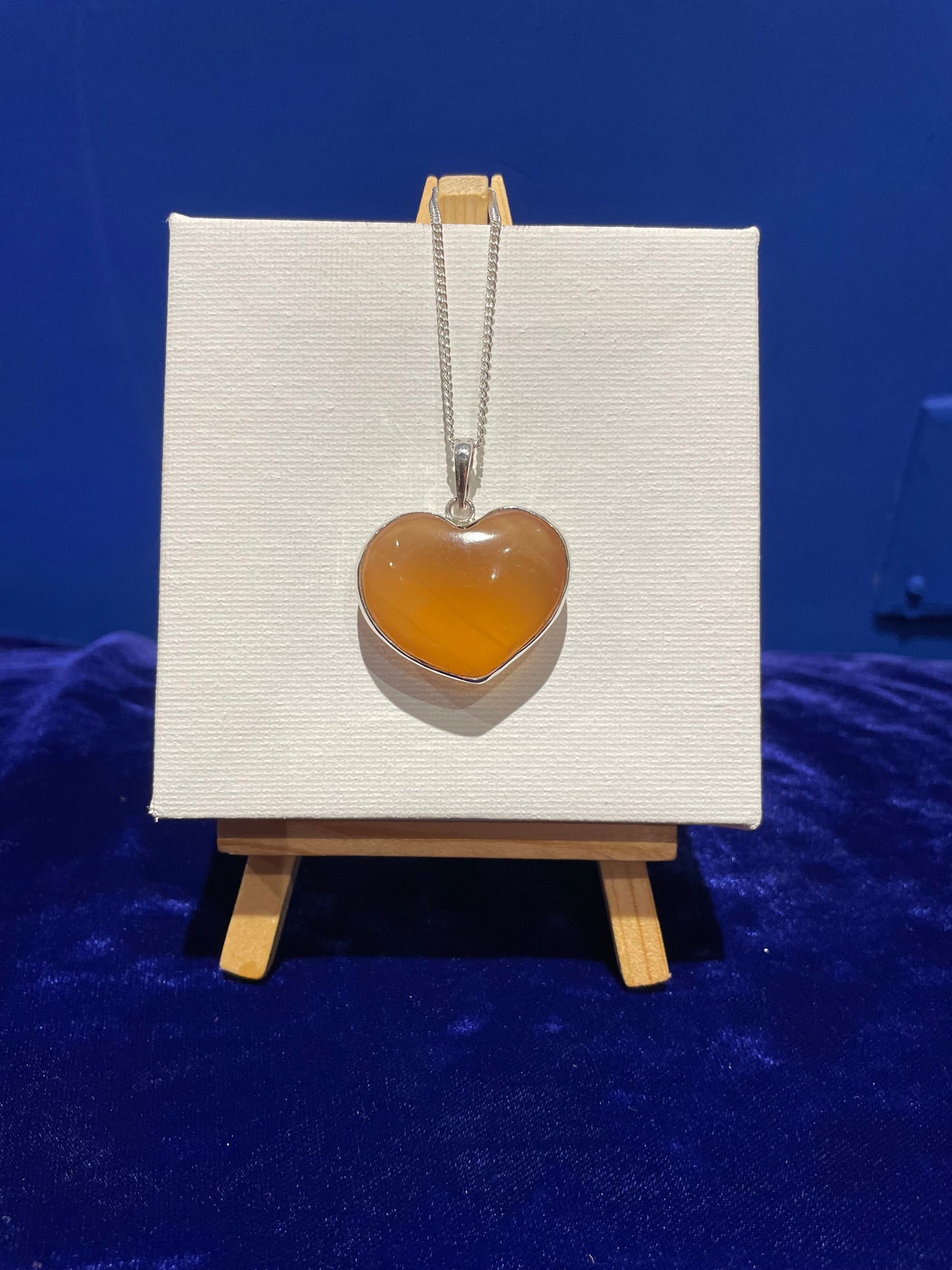 Honey Calcite Heart Pendant Set in Silver Sterling