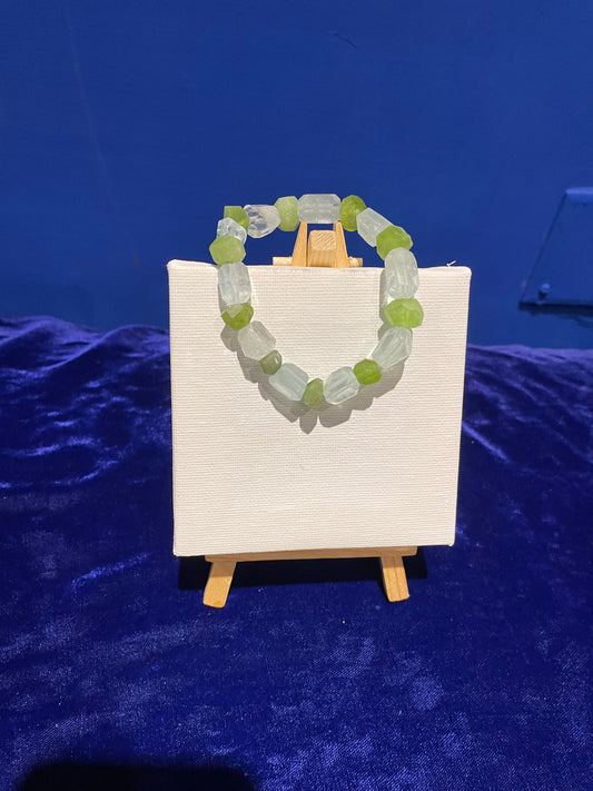 Aquamarine and Peridot Bracelet (Raw Cut)