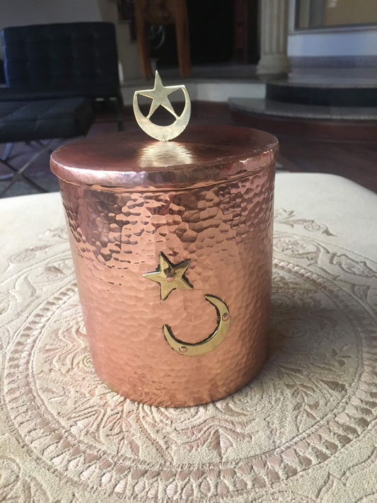 Copper Hand-Hammered Chaand-Taara Canister