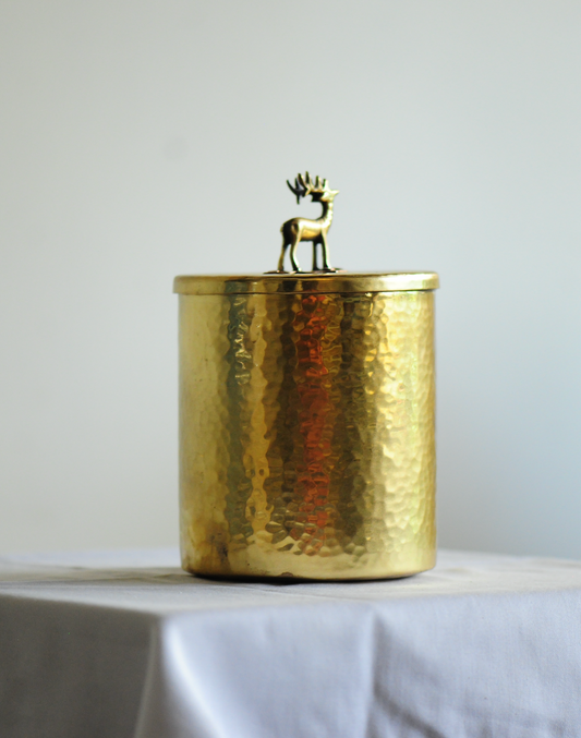 Brass Hand-Hammered Markhor Canister